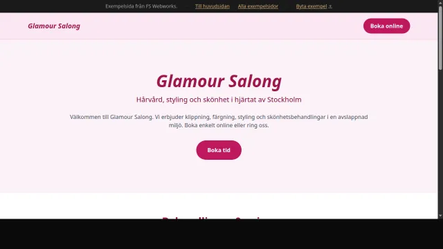 Salong/Skönhet exempelsida